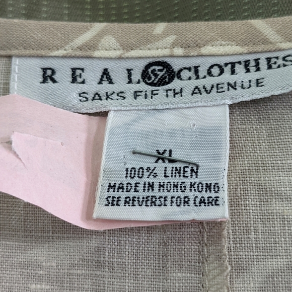𝅺Real Clothes by Saks linen button up floral tunic Size XL EUC - Picture 2 of 4